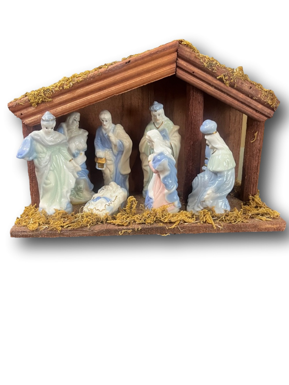 International Bazaar Vintage Pastel Porcelain Nativity Scene in Cresh